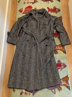 Gap Double-Breasted Herringbone Belted Trench Coat